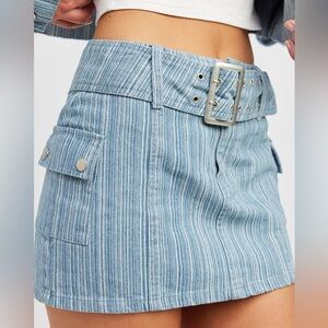 Belted Mini Denim Skirt | Emory Park